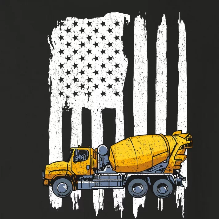 Patriotic Cement Truck Driver Concrete Mixer American Flag Toddler Long Sleeve Shirt