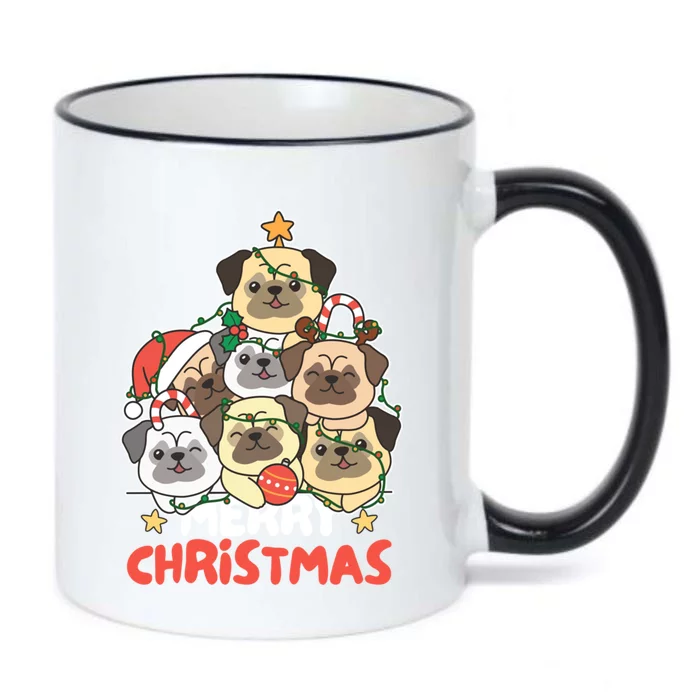 Pug Christmas Tree Funny Animal Merry Christmas Gift Black Color Changing Mug