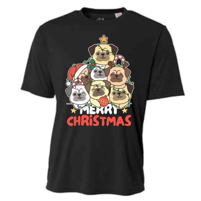 Pug Christmas Tree Funny Animal Merry Christmas Gift Cooling Performance Crew T-Shirt