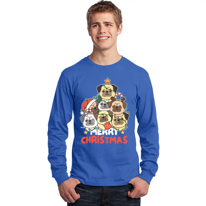 Pug Christmas Tree Funny Animal Merry Christmas Gift Long Sleeve Shirt