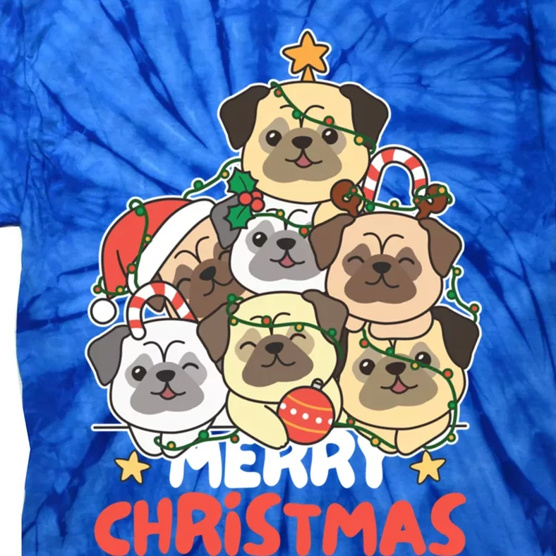 Pug Christmas Tree Funny Animal Merry Christmas Gift Tie-Dye T-Shirt