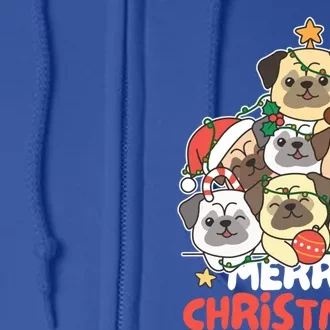 Pug Christmas Tree Funny Animal Merry Christmas Gift Full Zip Hoodie