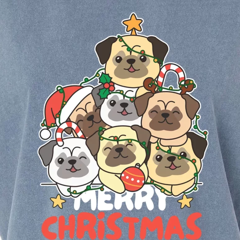 Pug Christmas Tree Funny Animal Merry Christmas Gift Garment-Dyed Women's Muscle Tee