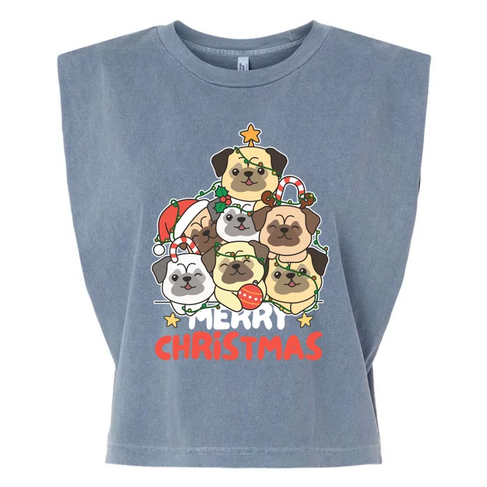 Pug Christmas Tree Funny Animal Merry Christmas Gift Garment-Dyed Women's Muscle Tee