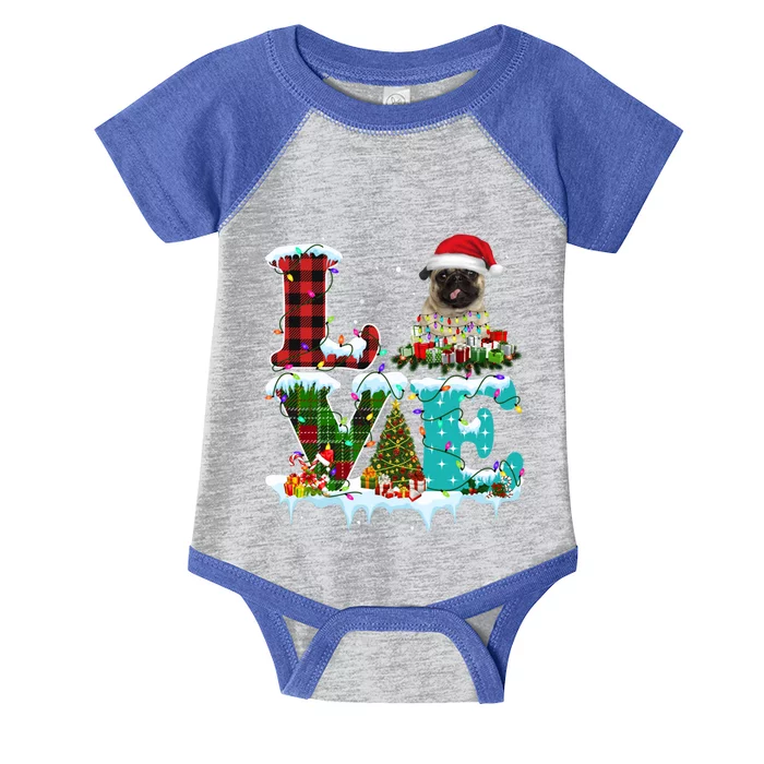 Pug Christmas Tree Lights Santa Dog Xmas Gift Infant Baby Jersey Bodysuit