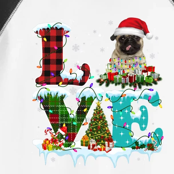 Pug Christmas Tree Lights Santa Dog Xmas Gift Toddler Fine Jersey T-Shirt