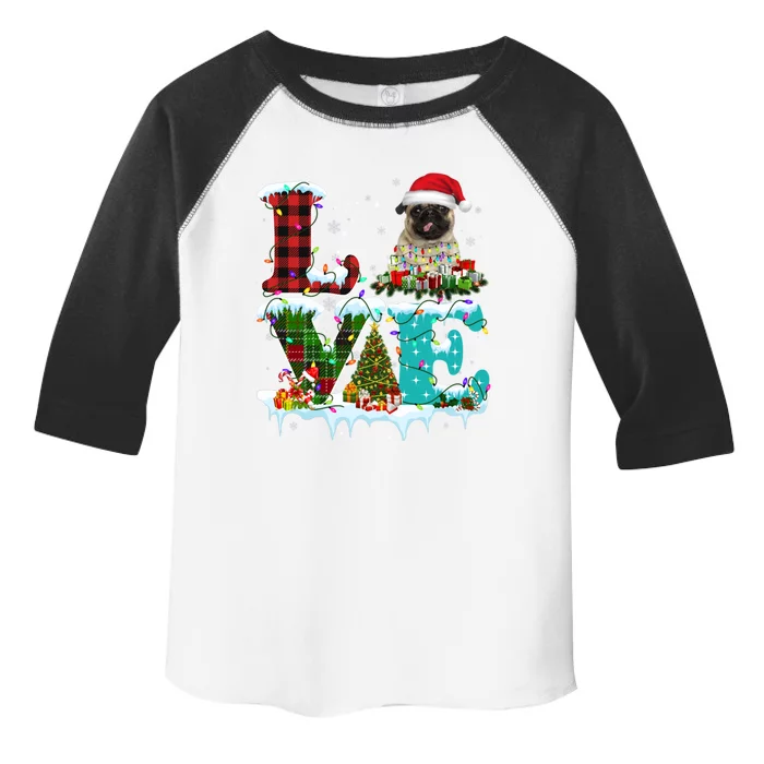 Pug Christmas Tree Lights Santa Dog Xmas Gift Toddler Fine Jersey T-Shirt