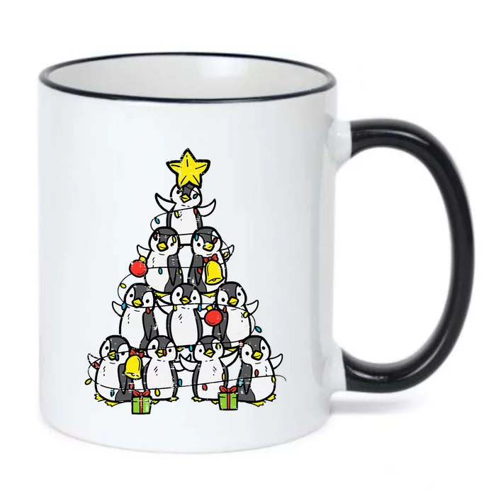 Penguin Christmas Tree Cute Xmas Black Color Changing Mug