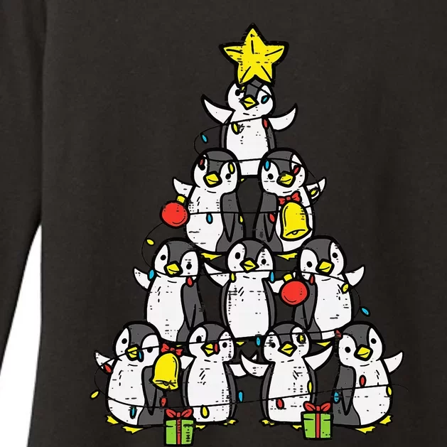 Penguin Christmas Tree Cute Xmas Womens CVC Long Sleeve Shirt