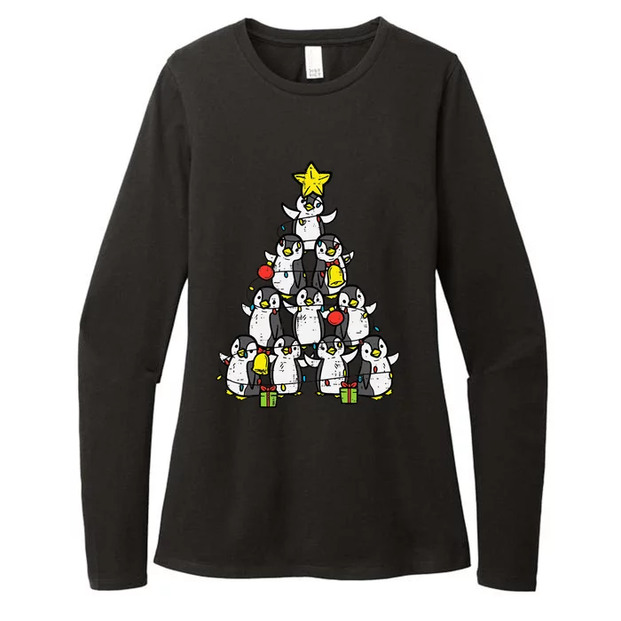 Penguin Christmas Tree Cute Xmas Womens CVC Long Sleeve Shirt