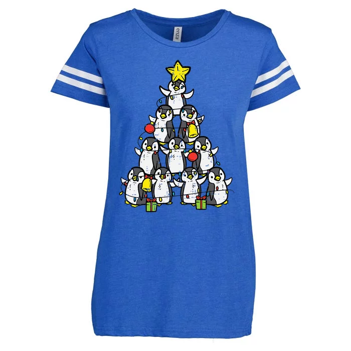 Penguin Christmas Tree Cute Xmas Enza Ladies Jersey Football T-Shirt