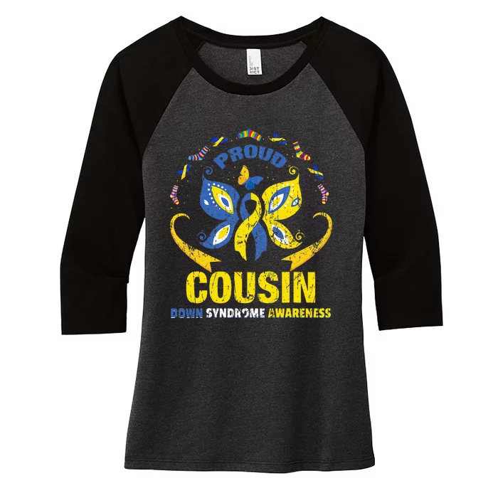 Proud Cousin T21 World Down Syndrome Awareness Da Women's Tri-Blend 3/4-Sleeve Raglan Shirt