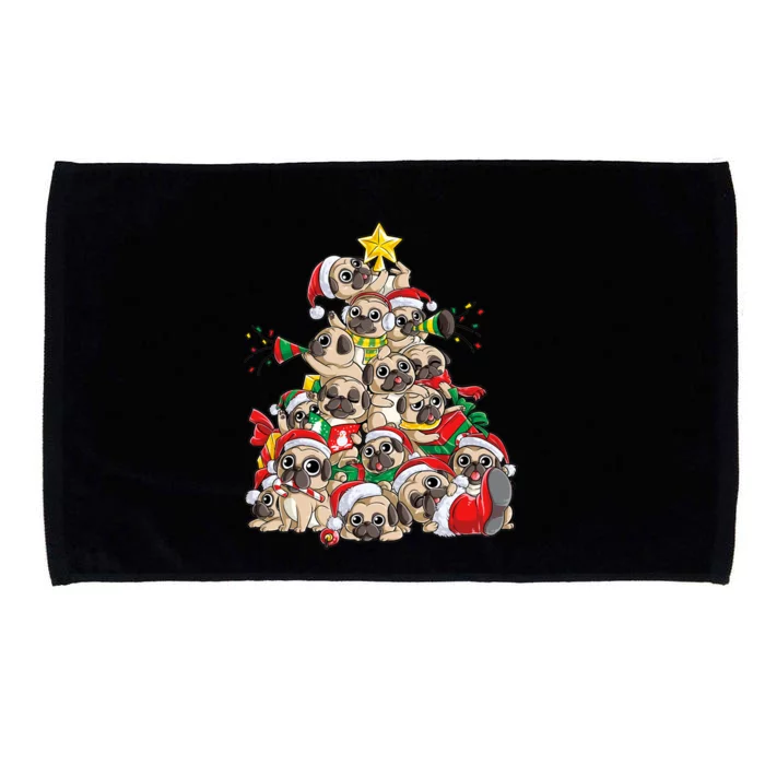 Pug Christmas Tree Dog Santa Xmas Boys Girls Merry Dogmas Gift Microfiber Hand Towel