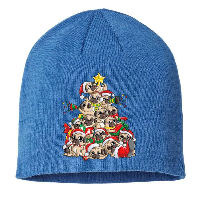 Pug Christmas Tree Dog Santa Xmas Boys Girls Merry Dogmas Gift 8 1/2in Sustainable Knit Beanie