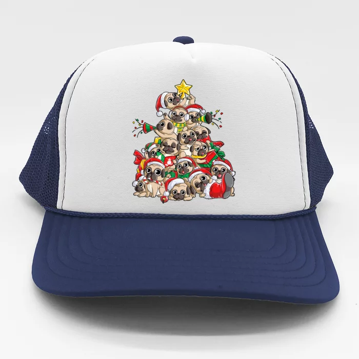 Pug Christmas Tree Dog Santa Xmas Boys Girls Merry Dogmas Gift Trucker Hat