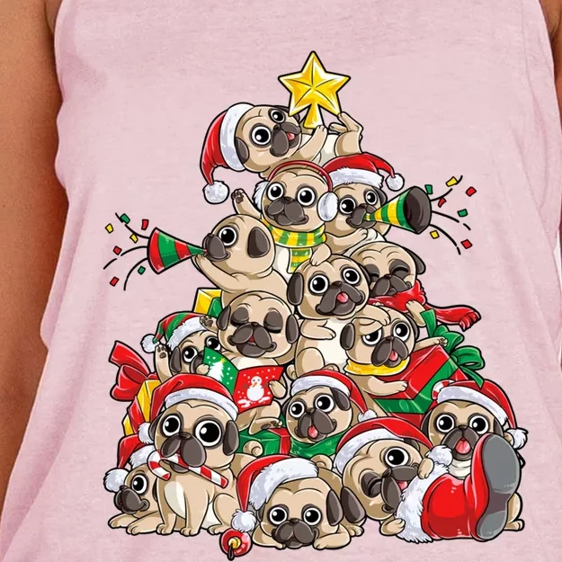 Pug Christmas Tree Dog Santa Xmas Boys Girls Merry Dogmas Gift Women's Knotted Racerback Tank