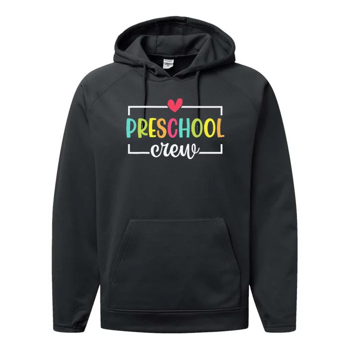 Preschool Crew Team Retro Groovy Vintage Back To School Gift Performance Fleece Hoodie