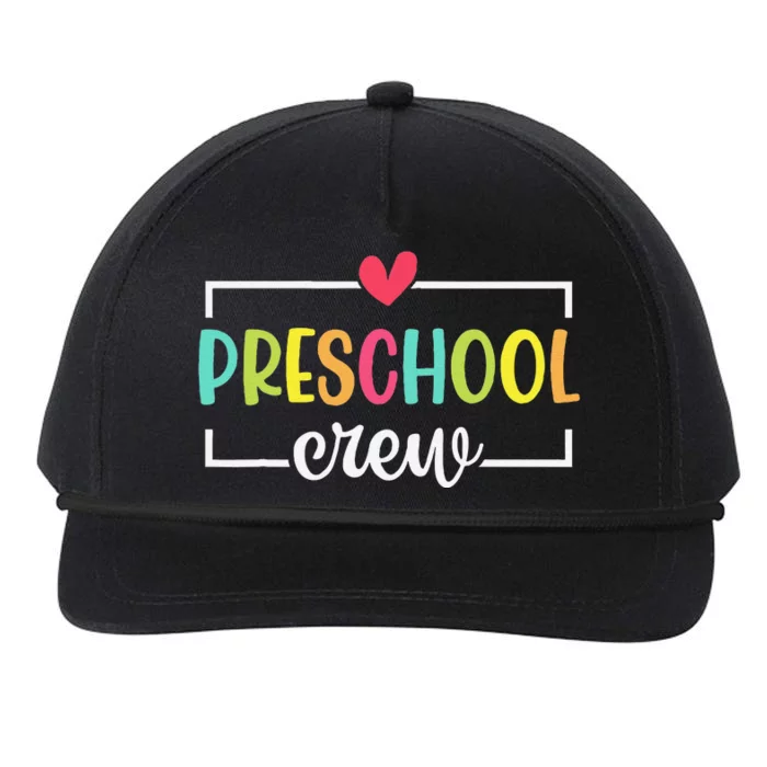 Preschool Crew Team Retro Groovy Vintage Back To School Gift Snapback Five-Panel Rope Hat