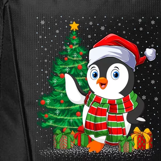 Penguin Christmas Tree Lights Santa Penguin Xmas Cute Gift City Backpack