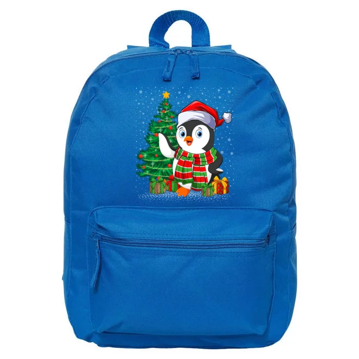 Penguin Christmas Tree Lights Santa Penguin Xmas Cute Gift 16 in Basic Backpack