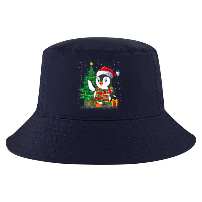 Penguin Christmas Tree Lights Santa Penguin Xmas Cute Gift Cool Comfort Performance Bucket Hat