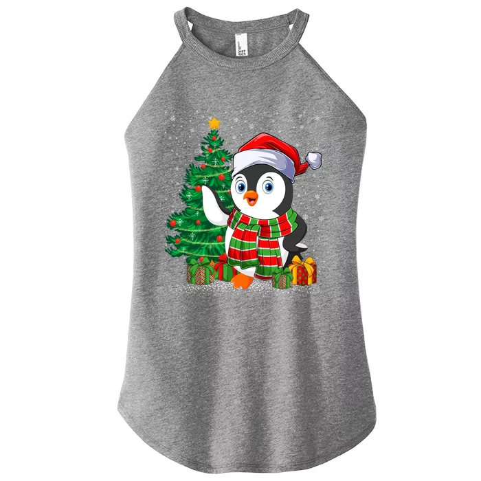 Penguin Christmas Tree Lights Santa Penguin Xmas Cute Gift Women’s Perfect Tri Rocker Tank