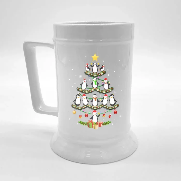 Penguin Christmas Tree Penguin Lover Xmas Gift Front & Back Beer Stein