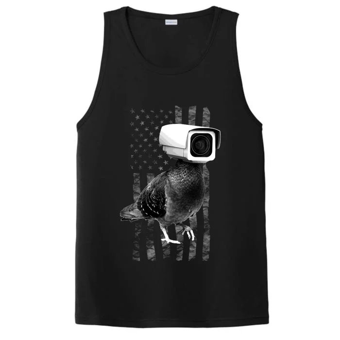 Pidgeon Camera USA Flag Performance Tank