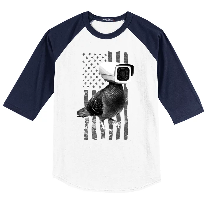 Pidgeon Camera USA Flag Baseball Sleeve Shirt