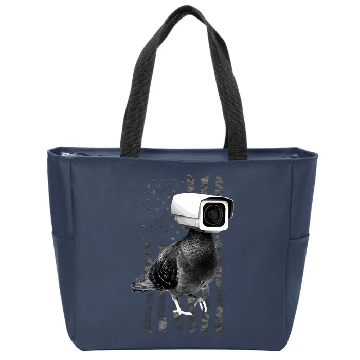 Pidgeon Camera USA Flag Zip Tote Bag