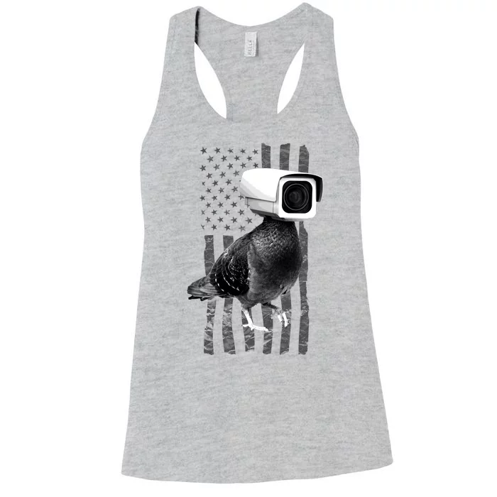 Pidgeon Camera USA Flag Women's Racerback Tank