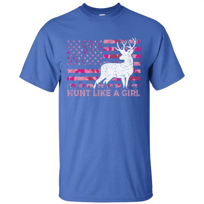 Pink Camo Usa Flag Patriotic Deer Hunting Hunt Like A Gift Tall T-Shirt