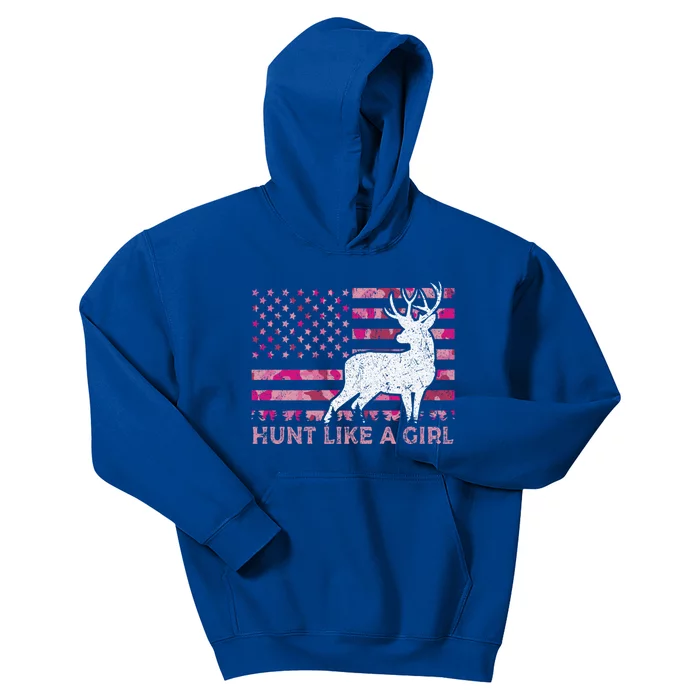 Pink Camo Usa Flag Patriotic Deer Hunting Hunt Like A Gift Kids Hoodie