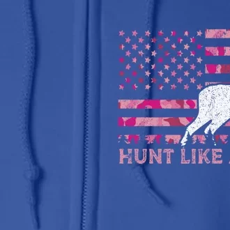 Pink Camo Usa Flag Patriotic Deer Hunting Hunt Like A Gift Full Zip Hoodie