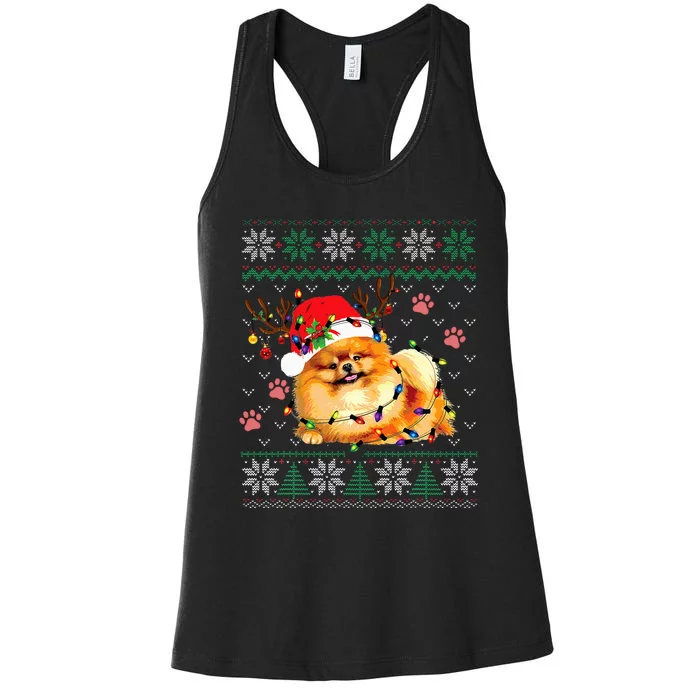 Pomeranian Christmas Ugly Funny Dog Lover Xmas Women's Racerback Tank