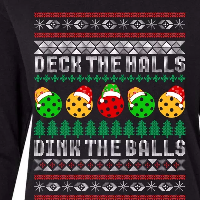 Pickleball Christmas Ugly Sweater Holiday Party Meaningful Gift Womens Cotton Relaxed Long Sleeve T-Shirt