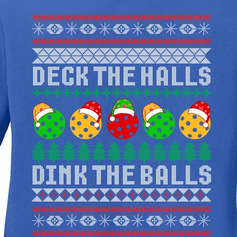 Pickleball Christmas Ugly Sweater Holiday Party Meaningful Gift Ladies Long Sleeve Shirt