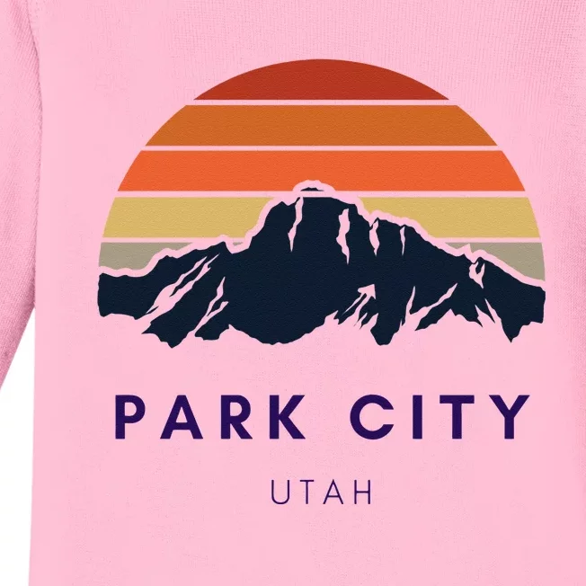 Park City Utah Skiing Snowboarding Hikers Utah Gifts UT Baby Long Sleeve Bodysuit