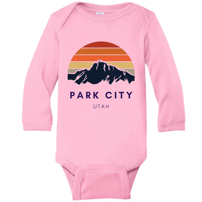 Park City Utah Skiing Snowboarding Hikers Utah Gifts UT Baby Long Sleeve Bodysuit