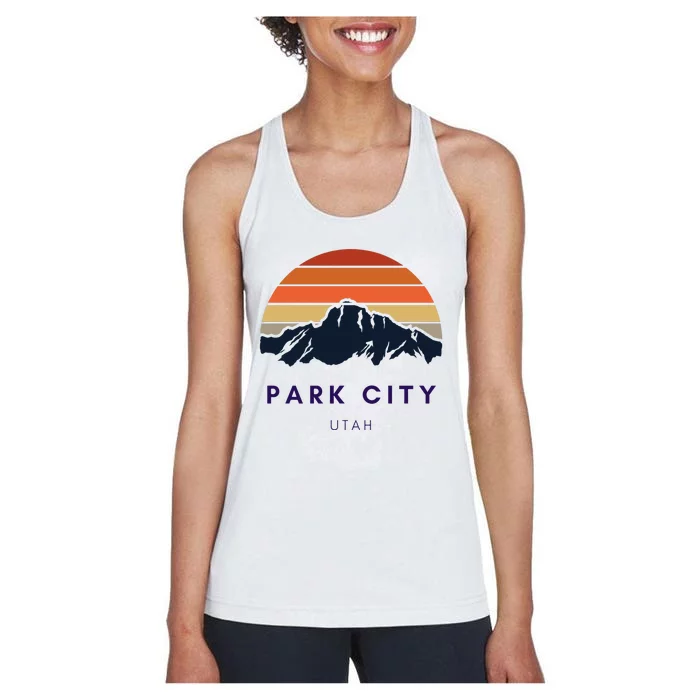 Park City Utah Skiing Snowboarding Hikers Utah Gifts UT Women's Racerback Tank