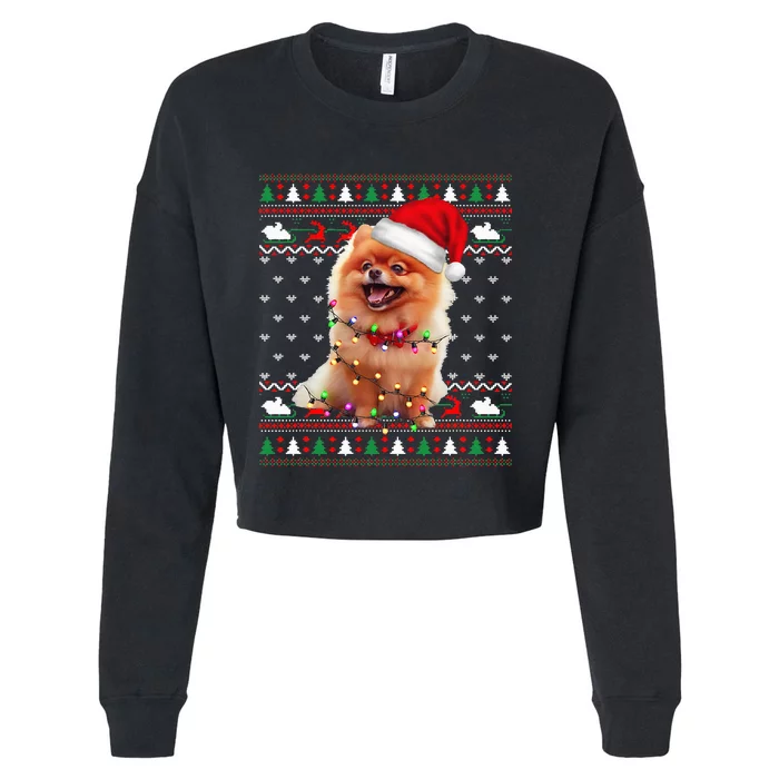 Pomeranian Christmas Ugly Sweater Funny Dog Lover Xmas Cropped Pullover Crew