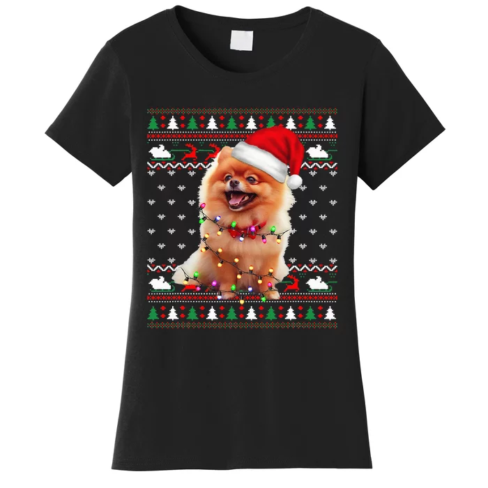 Pomeranian Christmas Ugly Sweater Funny Dog Lover Xmas Women's T-Shirt