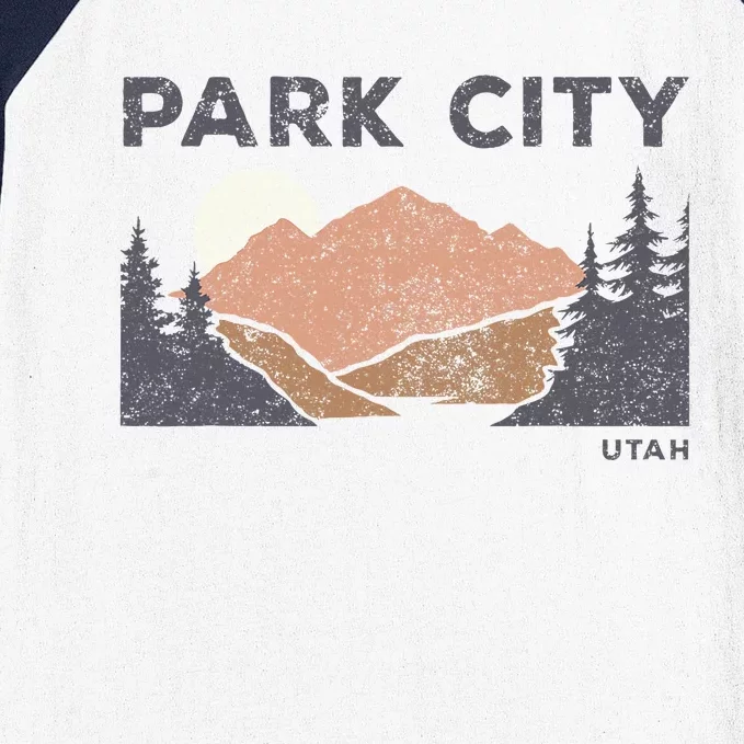 Park City Utah Faded Mountain Forest Hiking Baseball Sleeve Shirt