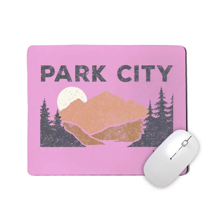 Park City Utah Faded Mountain Forest Hiking Mousepad