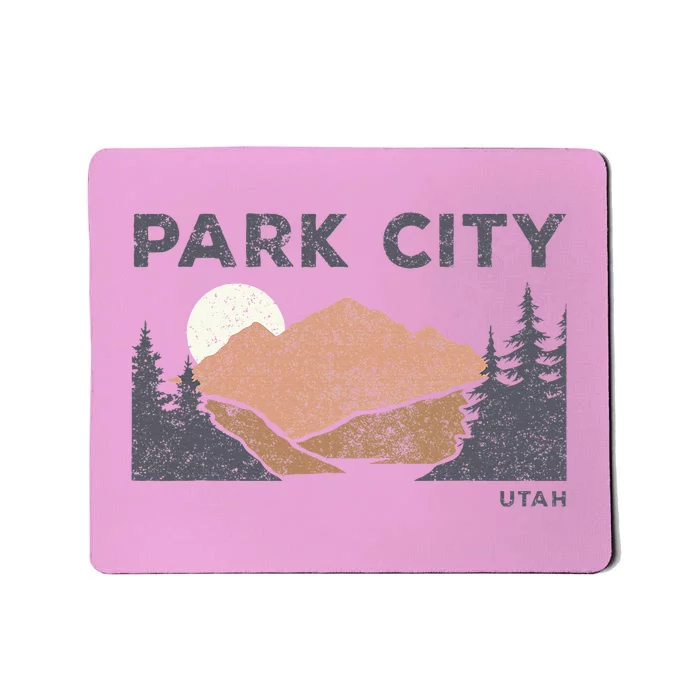 Park City Utah Faded Mountain Forest Hiking Mousepad