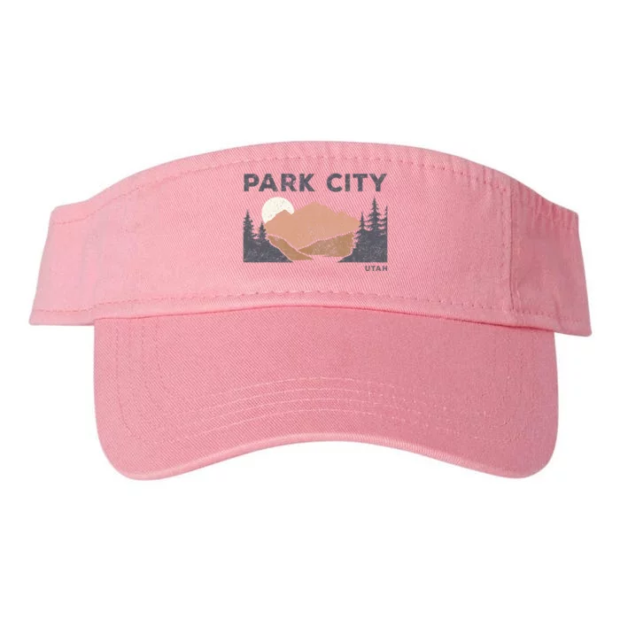 Park City Utah Faded Mountain Forest Hiking Valucap Bio-Washed Visor