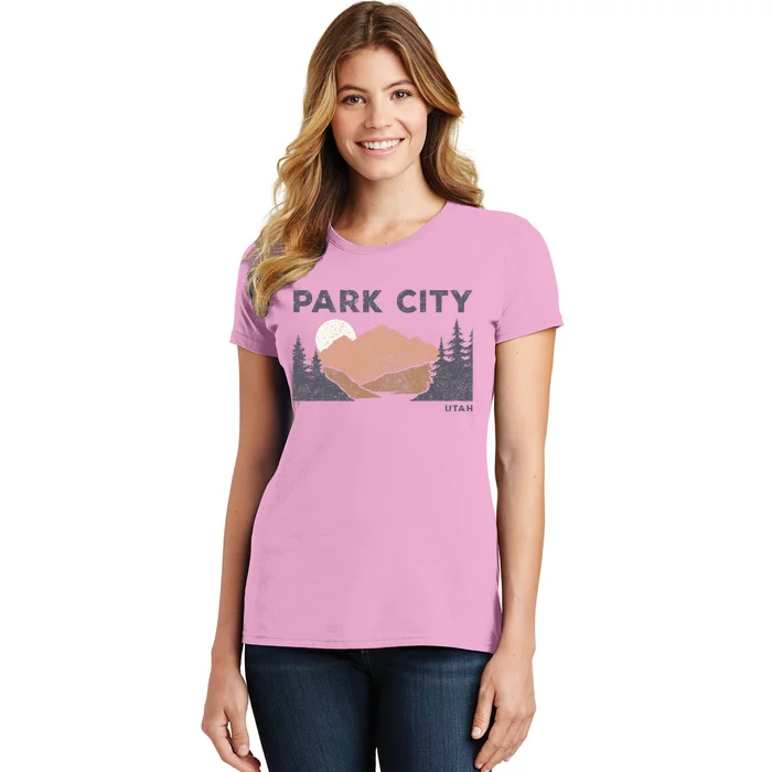 Park City Utah Faded Mountain Forest Hiking Women's T-Shirt