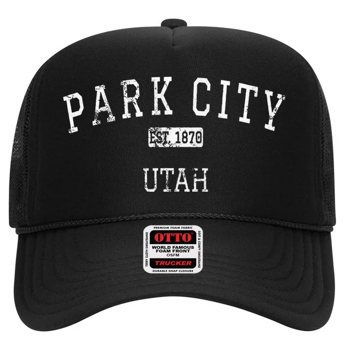 Park City Utah UT Vintage High Crown Mesh Trucker Hat