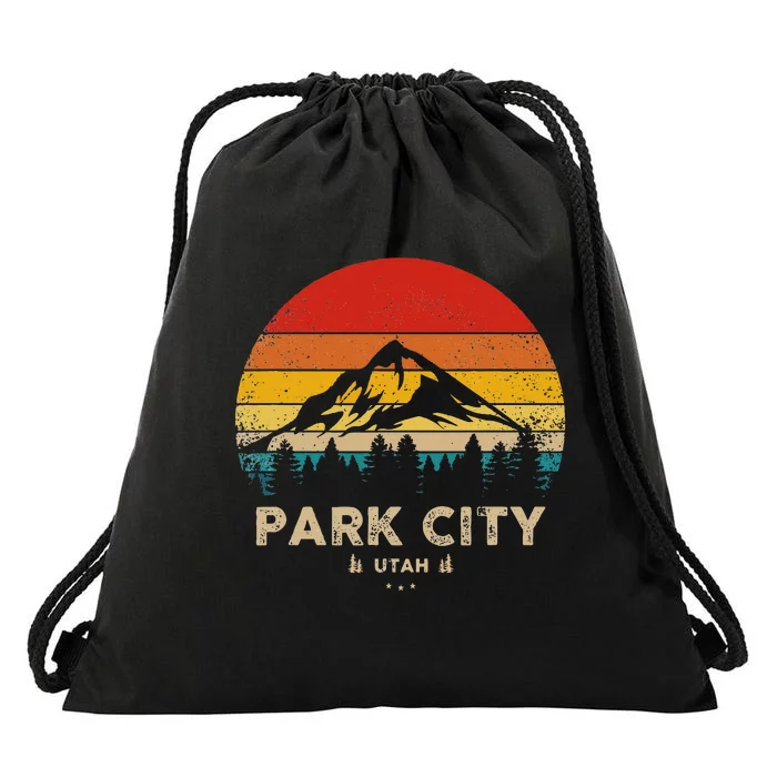 Park City Utah Ski Winter Sports Vintage Souvenir Skier Drawstring Bag