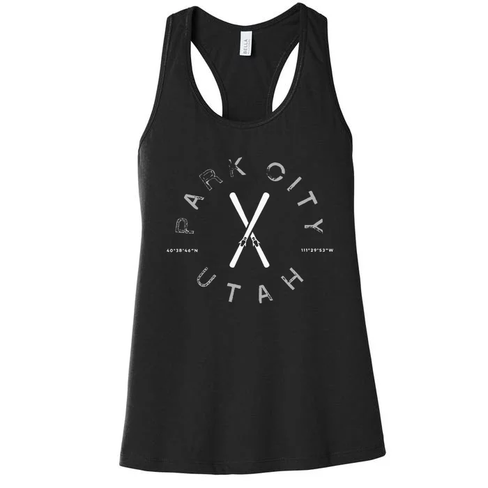 Park City Utah Graphic Vintage Retro Ski Women's Racerback Tank